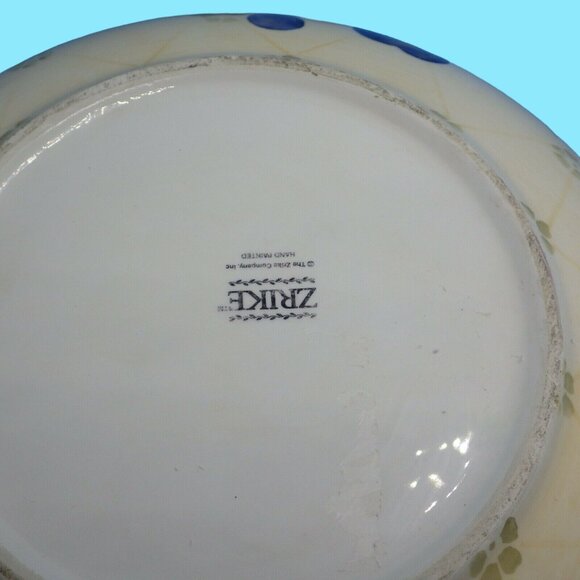 Zrike Large Fruit Bowl Farmhouse Handpainted Shabby Distressed Apple Berry Acorn - Picture 7 of 11